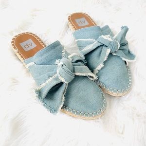 Dolce Vita Denim frayed bow espadrilles slides